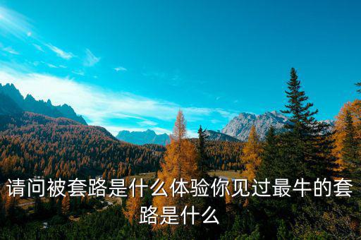 請問被套路是什么體驗(yàn)?zāi)阋娺^最牛的套路是什么