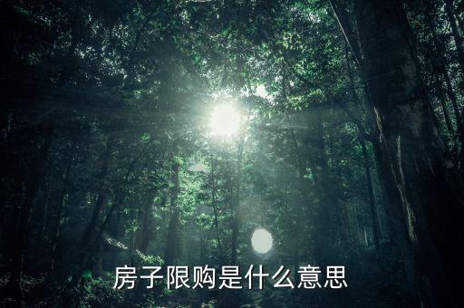 房子限購(gòu)是什么意思