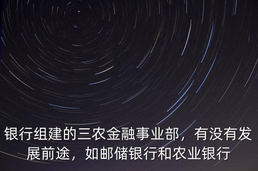 銀行組建的三農(nóng)金融事業(yè)部，有沒有發(fā)展前途，如郵儲銀行和農(nóng)業(yè)銀行