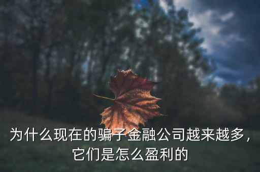 為什么現(xiàn)在的騙子金融公司越來越多，它們是怎么盈利的