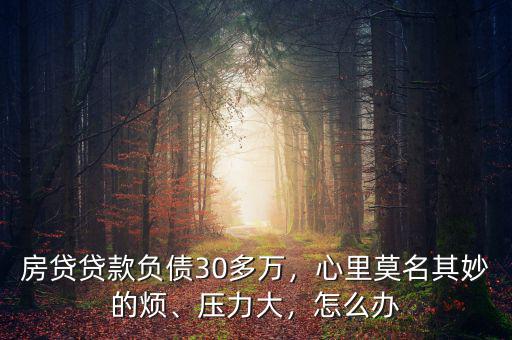 房貸貸款負(fù)債30多萬，心里莫名其妙的煩、壓力大，怎么辦