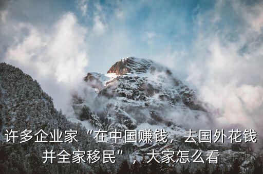 許多企業(yè)家“在中國(guó)賺錢(qián)，去國(guó)外花錢(qián)并全家移民”，大家怎么看