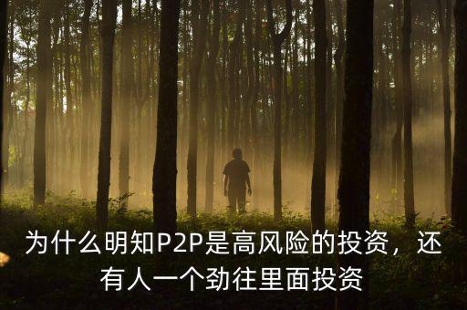 為什么明知P2P是高風(fēng)險的投資，還有人一個勁往里面投資