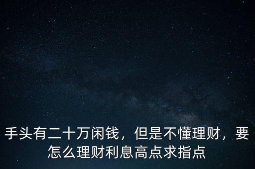 手頭有二十萬閑錢，但是不懂理財(cái)，要怎么理財(cái)利息高點(diǎn)求指點(diǎn)