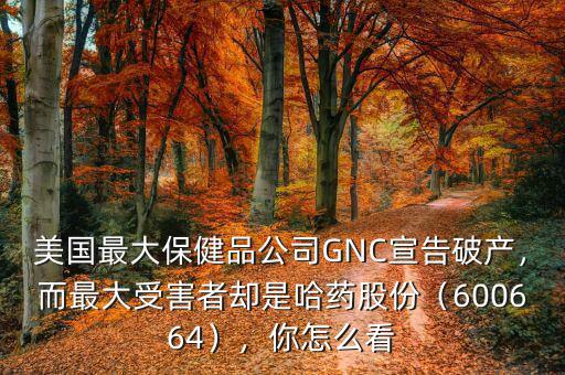 美國最大保健品公司GNC宣告破產(chǎn)，而最大受害者卻是哈藥股份（600664），你怎么看