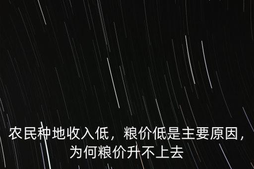 農民種地收入低，糧價低是主要原因，為何糧價升不上去