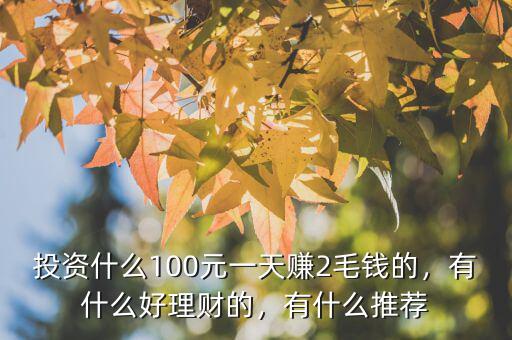 投資什么100元一天賺2毛錢的，有什么好理財(cái)?shù)?，有什么推薦