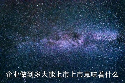 企業(yè)做到多大能上市上市意味著什么