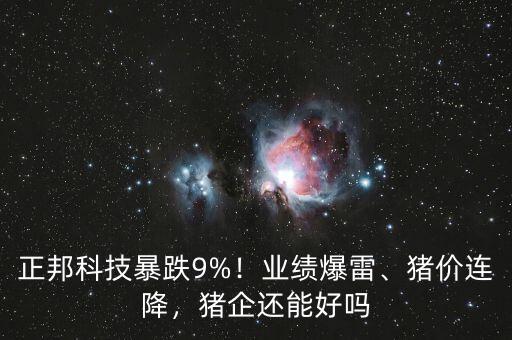 正邦科技暴跌9%！業(yè)績(jī)爆雷、豬價(jià)連降，豬企還能好嗎