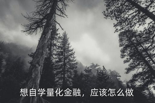 想自學量化金融，應該怎么做