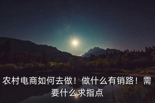 農(nóng)村電商如何去做！做什么有銷路！需要什么求指點