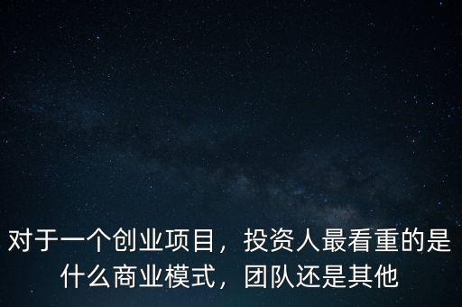 對于一個創(chuàng)業(yè)項目，投資人最看重的是什么商業(yè)模式，團隊還是其他