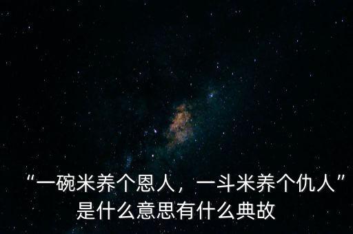 “一碗米養(yǎng)個恩人，一斗米養(yǎng)個仇人”是什么意思有什么典故