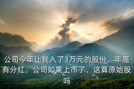 公司今年讓我入了3萬元的股份，年底有分紅，公司如果上市了，這算原始股嗎