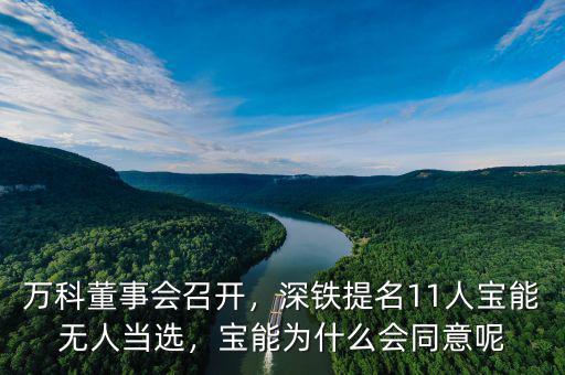 萬科董事會召開，深鐵提名11人寶能無人當選，寶能為什么會同意呢