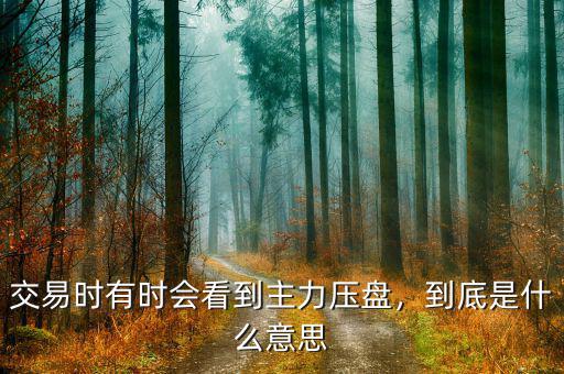 莊長(zhǎng)時(shí)間壓盤(pán)是什么意思,交易時(shí)有時(shí)會(huì)看到主力壓盤(pán)