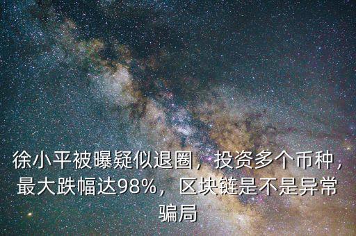 徐小平被曝疑似退圈，投資多個(gè)幣種，最大跌幅達(dá)98%，區(qū)塊鏈?zhǔn)遣皇钱惓ｒ_局