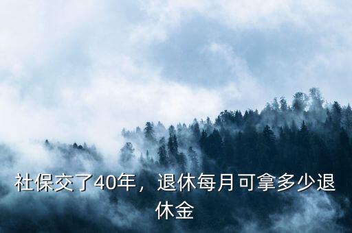 社保退休金每月可以拿多少,社保交了40年