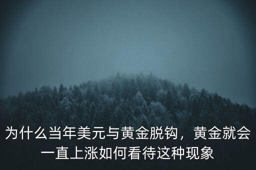 為什么當年美元與黃金脫鉤，黃金就會一直上漲如何看待這種現(xiàn)象