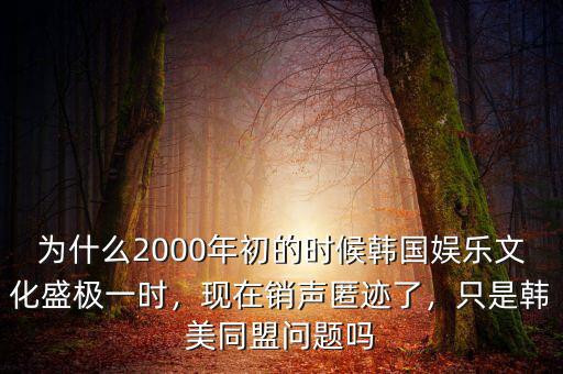 為什么2000年初的時(shí)候韓國(guó)娛樂(lè)文化盛極一時(shí)，現(xiàn)在銷聲匿跡了，只是韓美同盟問(wèn)題嗎