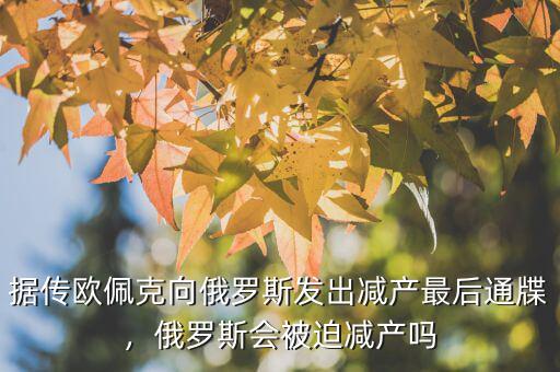 據(jù)傳歐佩克向俄羅斯發(fā)出減產(chǎn)最后通牒，俄羅斯會(huì)被迫減產(chǎn)嗎