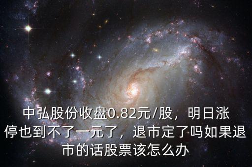 中弘股份收盤0.82元/股，明日漲停也到不了一元了，退市定了嗎如果退市的話股票該怎么辦