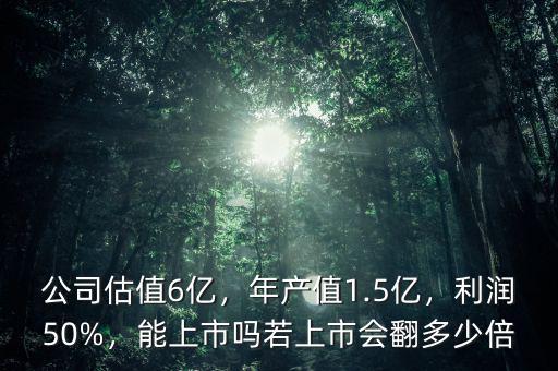 公司估值6億，年產(chǎn)值1.5億，利潤50%，能上市嗎若上市會翻多少倍