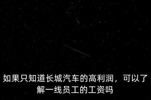 如果只知道長城汽車的高利潤，可以了解一線員工的工資嗎