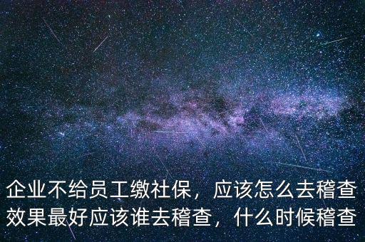 企業(yè)不給員工繳社保，應(yīng)該怎么去稽查效果最好應(yīng)該誰(shuí)去稽查，什么時(shí)候稽查