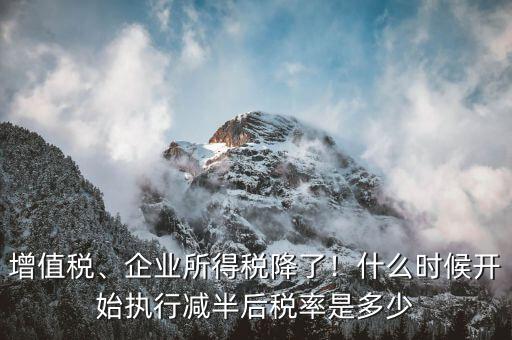 增值稅、企業(yè)所得稅降了！什么時候開始執(zhí)行減半后稅率是多少