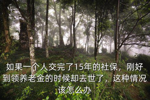 如果一個人交完了15年的社保，剛好到領(lǐng)養(yǎng)老金的時候卻去世了，這種情況該怎么辦