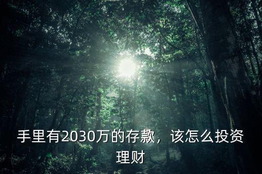 手里有2030萬(wàn)的存款，該怎么投資理財(cái)