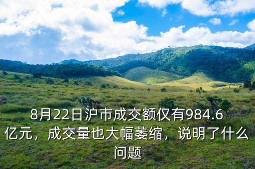 8月22日滬市成交額僅有984.6億元，成交量也大幅萎縮，說明了什么問題