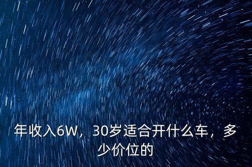 年收入6W，30歲適合開什么車，多少價位的