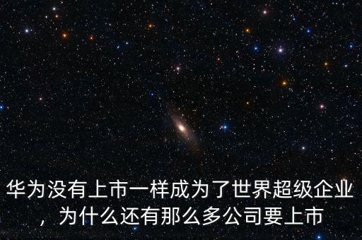 華為沒有上市一樣成為了世界超級企業(yè)，為什么還有那么多公司要上市