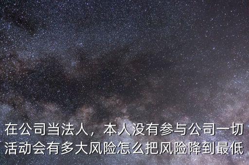 在公司當法人，本人沒有參與公司一切活動會有多大風險怎么把風險降到最低