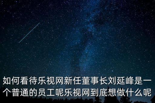 如何看待樂(lè)視網(wǎng)新任董事長(zhǎng)劉延峰是一個(gè)普通的員工呢樂(lè)視網(wǎng)到底想做什么呢