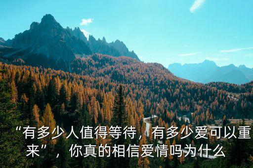 “有多少人值得等待，有多少愛(ài)可以重來(lái)”，你真的相信愛(ài)情嗎為什么