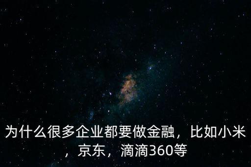 為什么很多企業(yè)都要做金融，比如小米，京東，滴滴360等