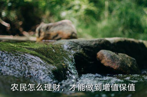 農(nóng)民怎么理財，才能做到增值保值