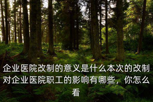 企業(yè)醫(yī)院改制的意義是什么本次的改制對企業(yè)醫(yī)院職工的影響有哪些，你怎么看