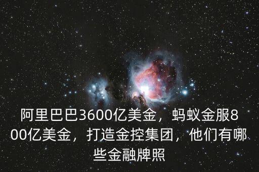 阿里巴巴3600億美金，螞蟻金服800億美金，打造金控集團(tuán)，他們有哪些金融牌照