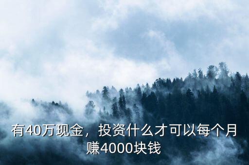 有40萬(wàn)現(xiàn)金，投資什么才可以每個(gè)月賺4000塊錢