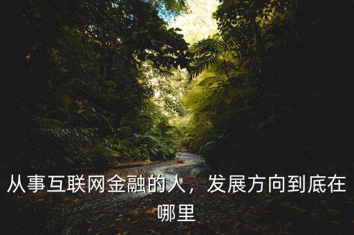 從事互聯(lián)網(wǎng)金融的人，發(fā)展方向到底在哪里