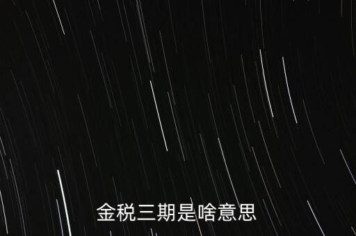 金稅三期是啥意思