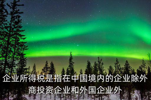 企業(yè)所得稅是指在中國境內的企業(yè)除外商投資企業(yè)和外國企業(yè)外