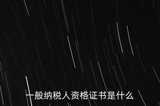 納稅資格證書是什么，一般納稅人資格證什么