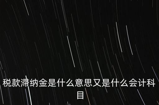 稅款滯納金是什么意思又是什么會計科目