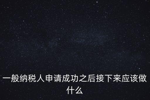 一般納稅人申請成功之后接下來應該做什么