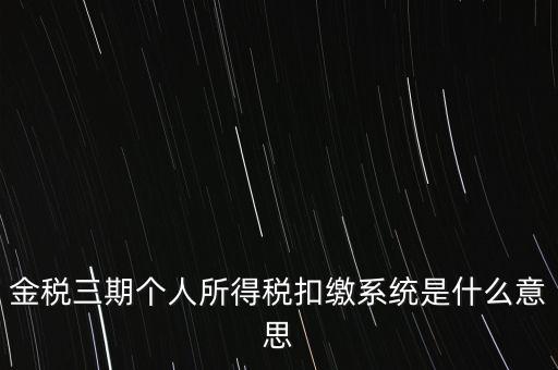 金稅三期個人所得稅扣繳系統(tǒng)是什么意思